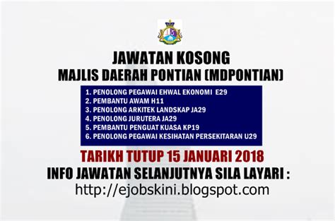 Suruhanjaya perkhidmatan awam malaysia (spa) melaksanakan dasar one step lower yang menetapkan bahawa:. Jawatan Kosong Majlis Daerah Pontian (MDPontian) - 15 ...