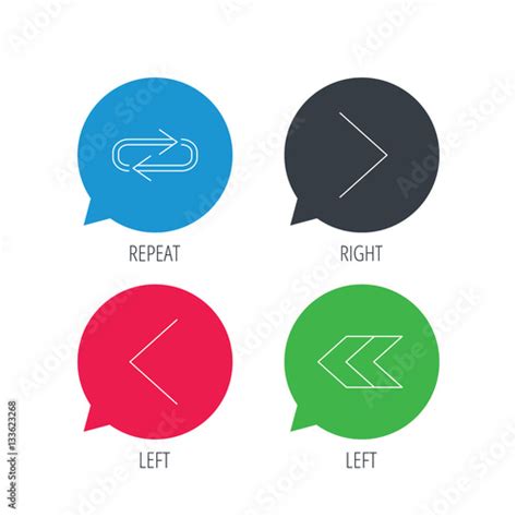 Colored Speech Bubbles Arrows Icons Right Direction Repeat Linear