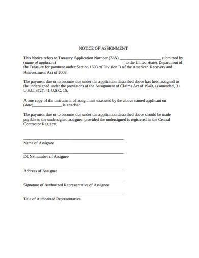 Free Notice Of Assignment Samples In Pdf Ms Word