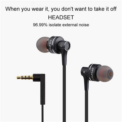 Awei Es 10ty Tpe In Ear Wire Control Earphone With Mic For Iphone