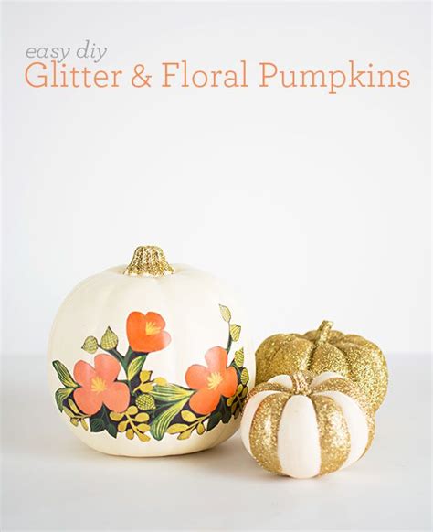 Easy Halloween Diy Glitter And Floral Pumpkins Pumpkin Pottery Diy