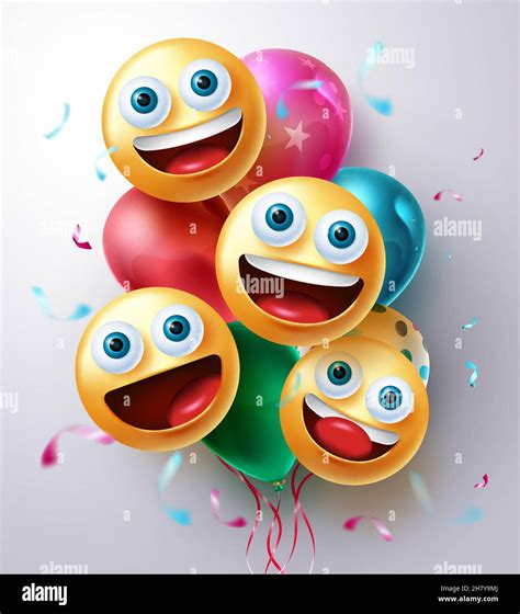 Smileys Birthday Characters Vector Design Emojis Smiley Faces And