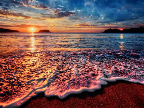 Ocean Water Wave Sunset Orange Blue 4k Wallpaper Best Wallpapers