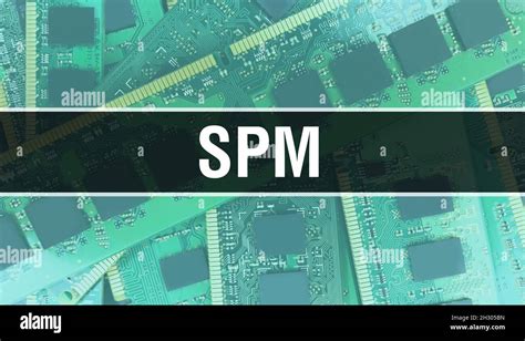 Spm Concept Illustration Using Computer Chip In Circuit Board Spm