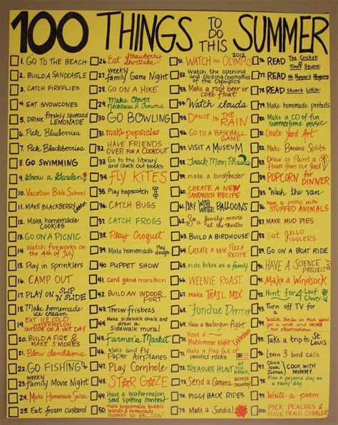100 Things To Do This Summer Summer To Do List Summer Bucket Lists