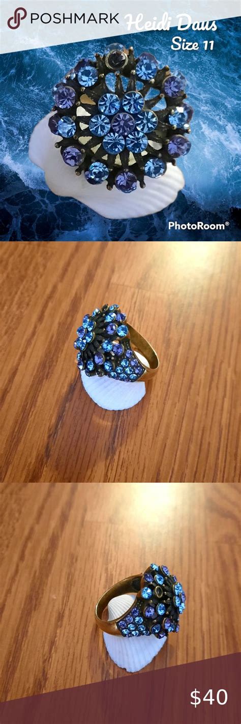 Heidi Daus Blue And Purple Swarovski Crystal Ring In 2022 Swarovski