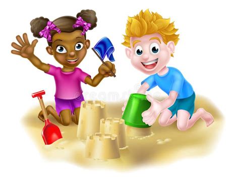Children Playing In The Sand Stock Vector Illustration Of Ethnic