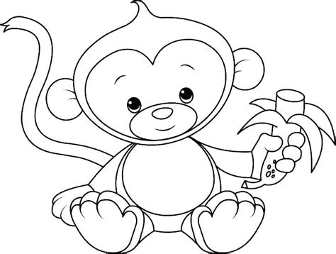 Cute Baby Monkey Coloring Pages At Free Printable