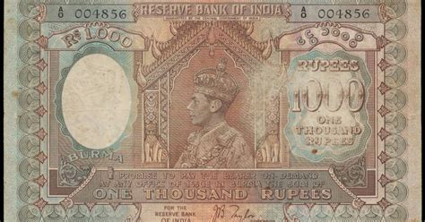 The fifth series (series e) notes are currently in circulation. 1000 rupees 1939 Reserve Bank of India banknote for Burma ...