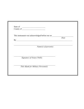 Going to a physical location usually means scheduling time to get a document notarized that you needed done yesterday, and don't have the time to do so. This simple, basic form can be used as a notary ...