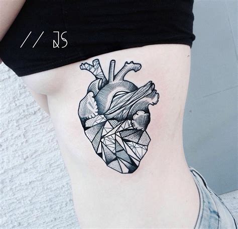 Geometric Heart Girls Side Tattoo Best Tattoo Design Ideas