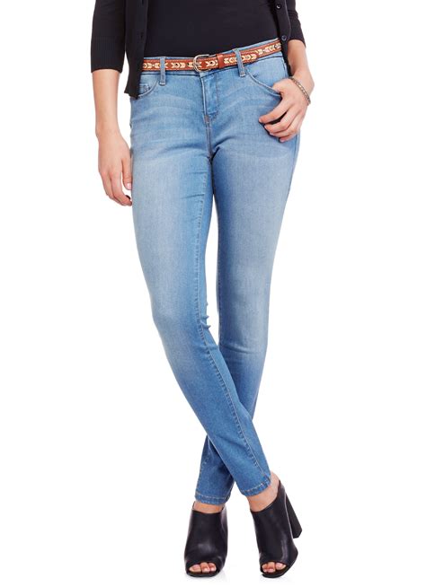 Womens Mid Rise Skinny Jeans With Super Stretch