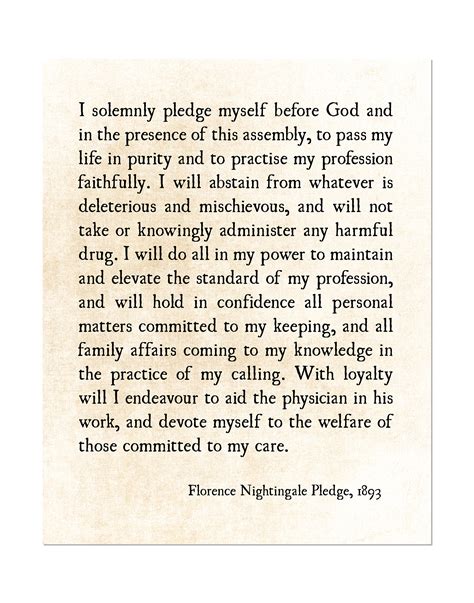Florence Nightingale Pledge Quote Nurse T Idea Literary Etsy