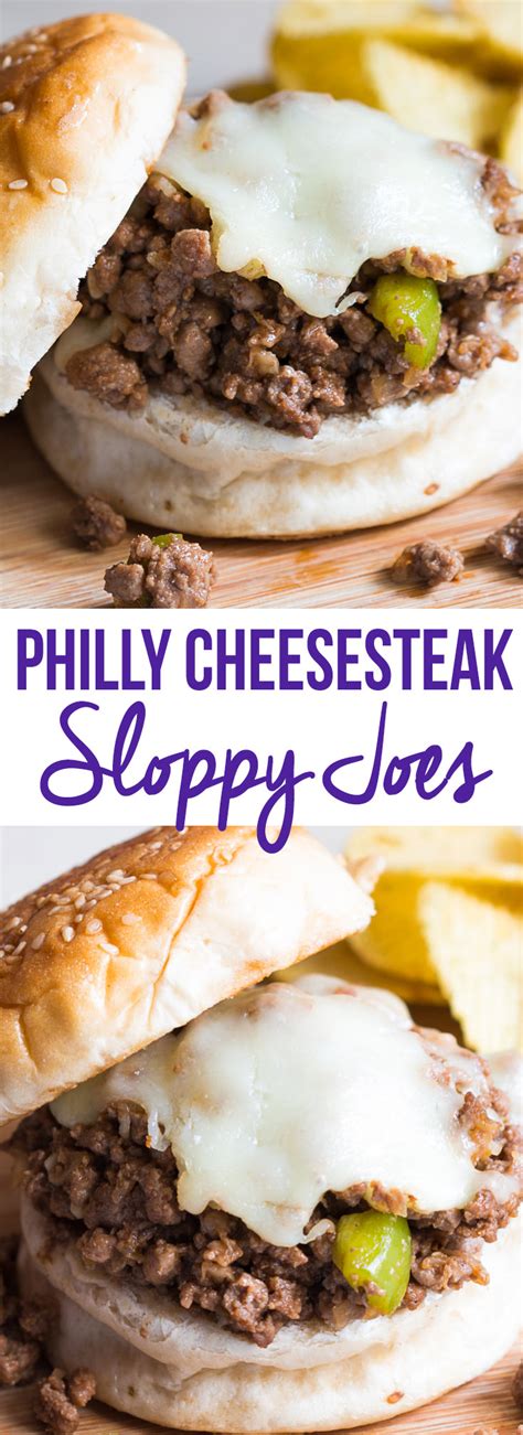 They taste like the classic philly cheesesteaks, but is made with ground beef and served with hamburger buns to resemble sloppy joes. Philly Cheesesteak Sloppy Joes Recipe