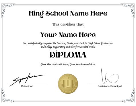 Printable High School Diploma Template Editable Homeschool Etsy