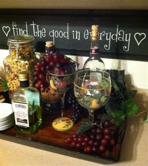 Tray Fake Cheese And Grapes With Wine Bottles Kitchen Decor Wine