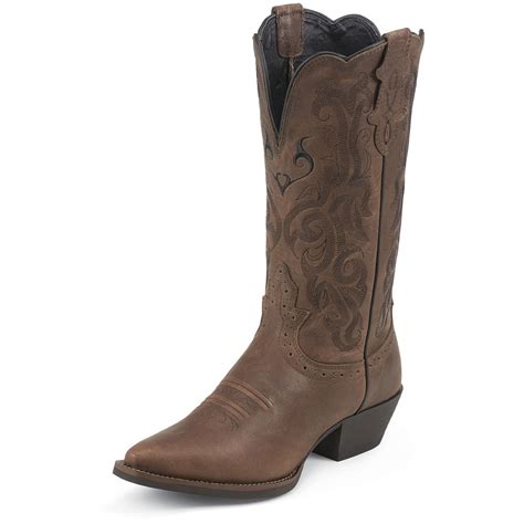 Womens Justin 11 Stampede Western Boots Dark Brown 213351 Cowboy