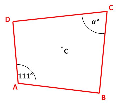 The angle subtended by an arc (or chord) on any point on the (angle at the centre is double the angle on the remaining part of the circle). Not drawn accurately.