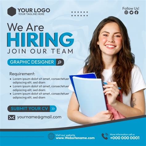 Copy Of Hiring Graphic Designer Template Postermywall