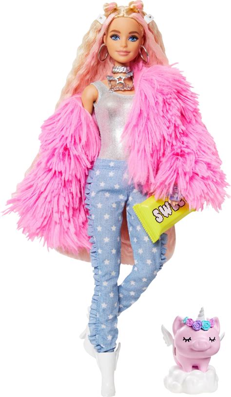 Best Buy Barbie Extra Doll Fluffy Pink Jacket Pink Grn28 Ph