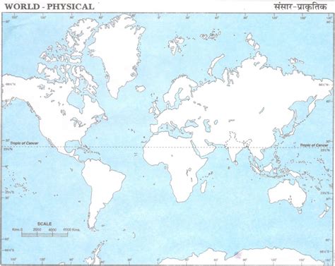 Physical Map Of World For School Blank Pdf Download For Practice