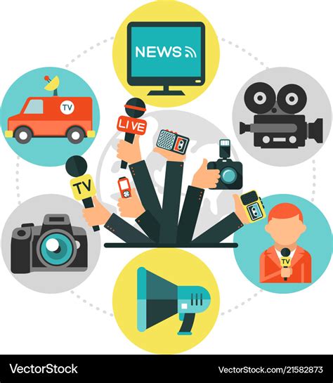 Flat Journalism Round Concept Royalty Free Vector Image