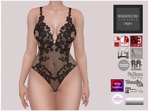 Second Life Marketplace Bbd Sheer Bodysuit Ver2 Black Bom Lingerie Maitreya Bom