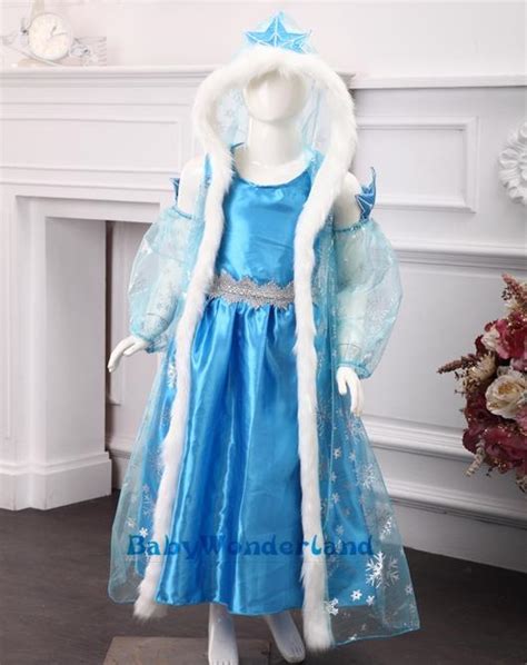 Girl Frozen Winter Style Fur Cape Elsa Party Birthday Dress Costume 5