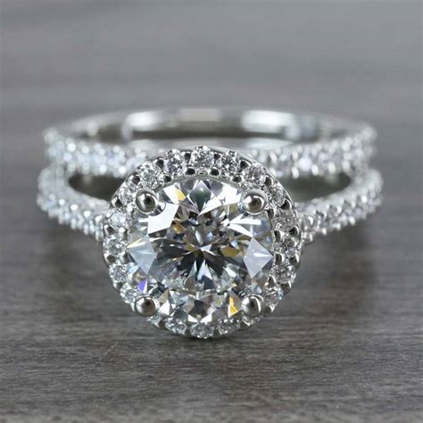 Beautiful Halo Engagement 2 Carat Diamond Ring And Matching Band