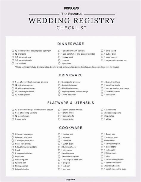 Popsugar Wedding Registry Checklist Wedding Registry Checklist