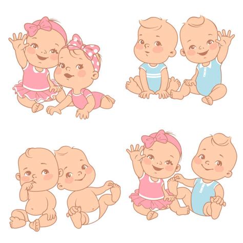 Twin Babies Illustrations Royalty Free Vector Graphics