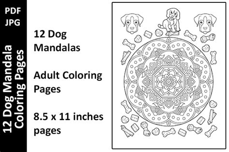 12 Dog Mandalas Unique Coloring Pages Grafik Von Oxyp · Creative Fabrica