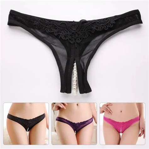 Sexy Open Crotch Thongs Panties Crotchless Underwear Pearl Night Lace G String Picclick