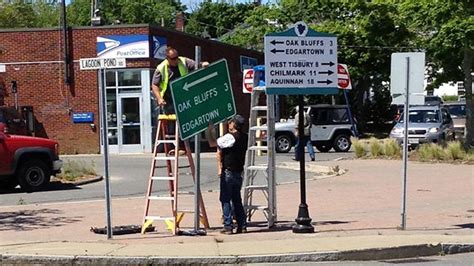 Five Corners On Martha S Vineyard Sprouts New Sign Old Design The