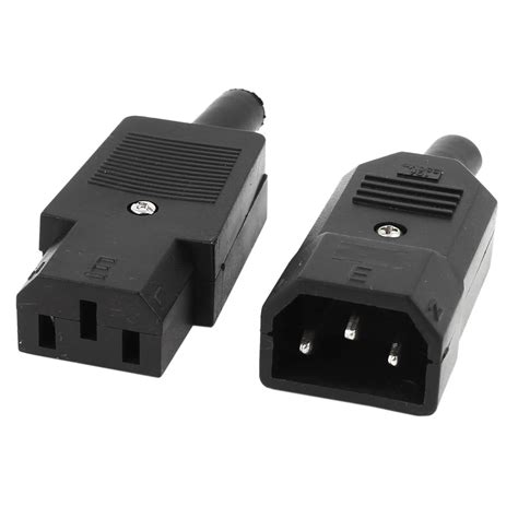 Uxcell Pair Black Rewirable Iec 320 C14 Male Plug To C13 Female Socket