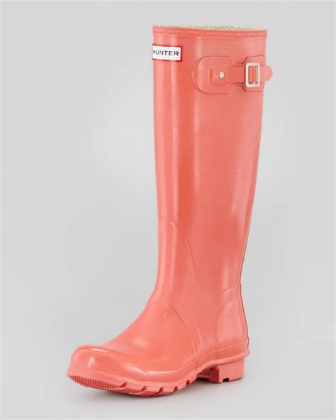Hunter Boot Original Gloss Welly Boot Flame Coral Oh Snap Coral Be