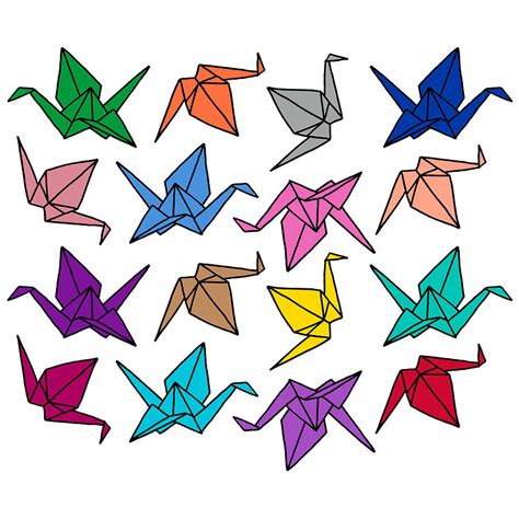 Colorful Origami Cranes Drawing By Hilary Leslie Pixels