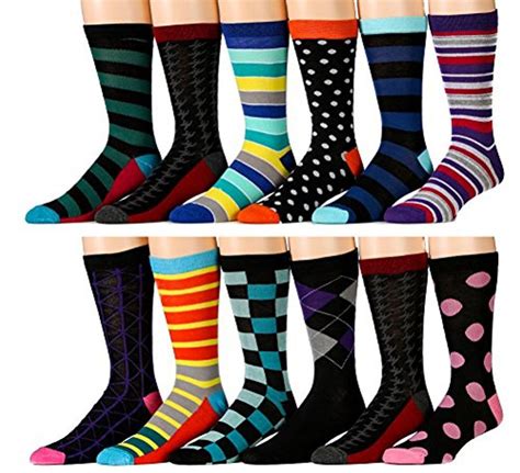 12 Pairs Of Excell Mens Fashion Designer Dress Socks Cotton Blend