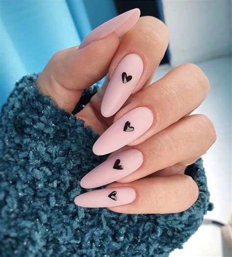 42 Insanely Cute Valentines Day Nails Little Black Heart Pink Nails