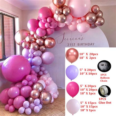 126pcs Hot Pink Balloon Garland Arch Kit Baby Pink Purple Etsy