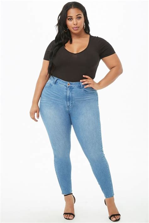 Plus Size High Rise Skinny Jeans Womens Plus Size Jeans Plus Size