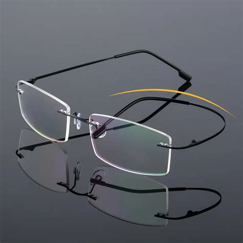 Flexible Rimless Square Glasses Ultralight Men Eyewear Optical