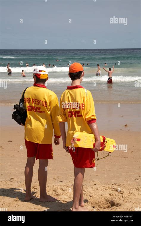 Surf Rescue Lifeguard Seimmers On Bondi Beach Sydney New South Wales