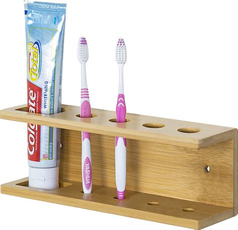 Myt Wall Mounted Bamboo Toothbrush And Toothpaste Holder Rack Amazon