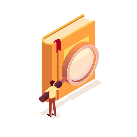 Book Search Magnifier Isometric 28078375 Png