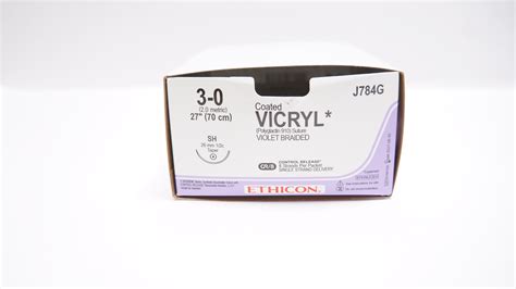 Ethicon J784g 3 0 Coated Vicryl Sh 26mm 12c Taper 27inch Box Of 8
