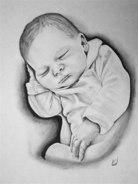 Retrato Hecho A Lápiz Medidas 33 Cm X 46 Cm Baby Drawing Baby