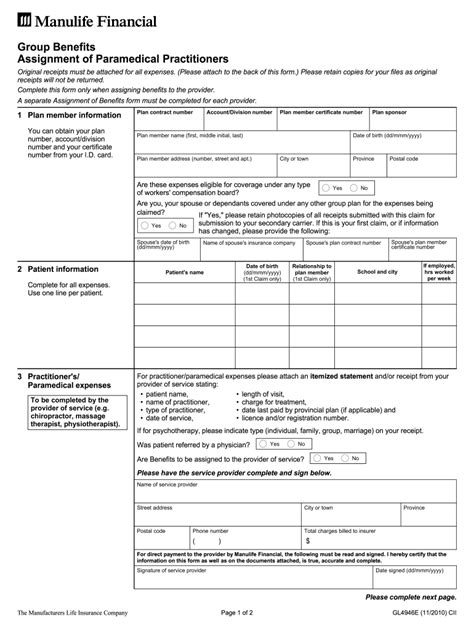 Manulife Assignment Of Benefits Form Fill Out And Sign Printable Pdf Template