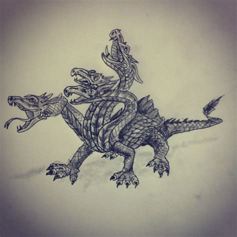 Four Headed Dragon Tattoo Sketch By Ranz Dragon Tattoo Sketch