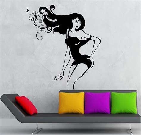 Wall Stickers Hot Sexy Woman Teen Style Girl Dress Mural Vinyl Decal
